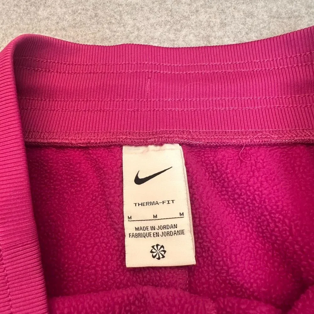 Nike Therma-FIT Fleece Matching Set Hot Fuchsia Pink Sweatshirt Joggers M Crop